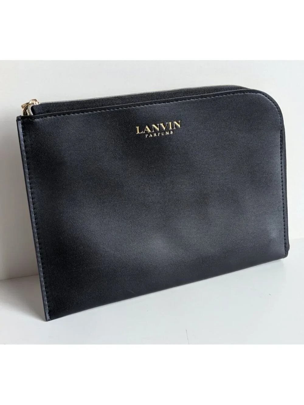 Lanvin Pouch Clutch Turkish Airlines Amenity Kit Bag Black Passport Case